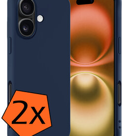 Nomfy Nomfy iPhone 16 Plus Hoesje Siliconen - Donkerblauw - 2 PACK