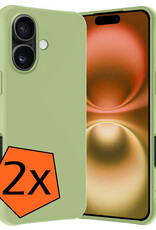 Nomfy Hoesje Geschikt voor iPhone 16 Plus Hoesje Siliconen Cover Case - Hoes Geschikt voor iPhone 16 Plus Hoes Back Case - 2-PACK - Groen