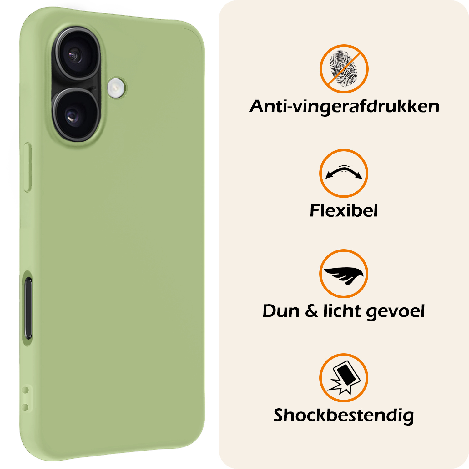 Nomfy Hoesje Geschikt voor iPhone 16 Plus Hoesje Siliconen Cover Case - Hoes Geschikt voor iPhone 16 Plus Hoes Back Case - 2-PACK - Groen