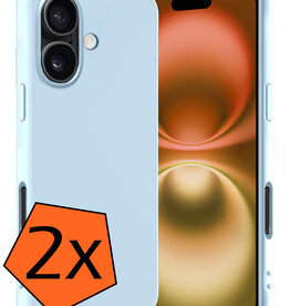 Nomfy Nomfy iPhone 16 Plus Hoesje Siliconen - Lichtblauw - 2 PACK