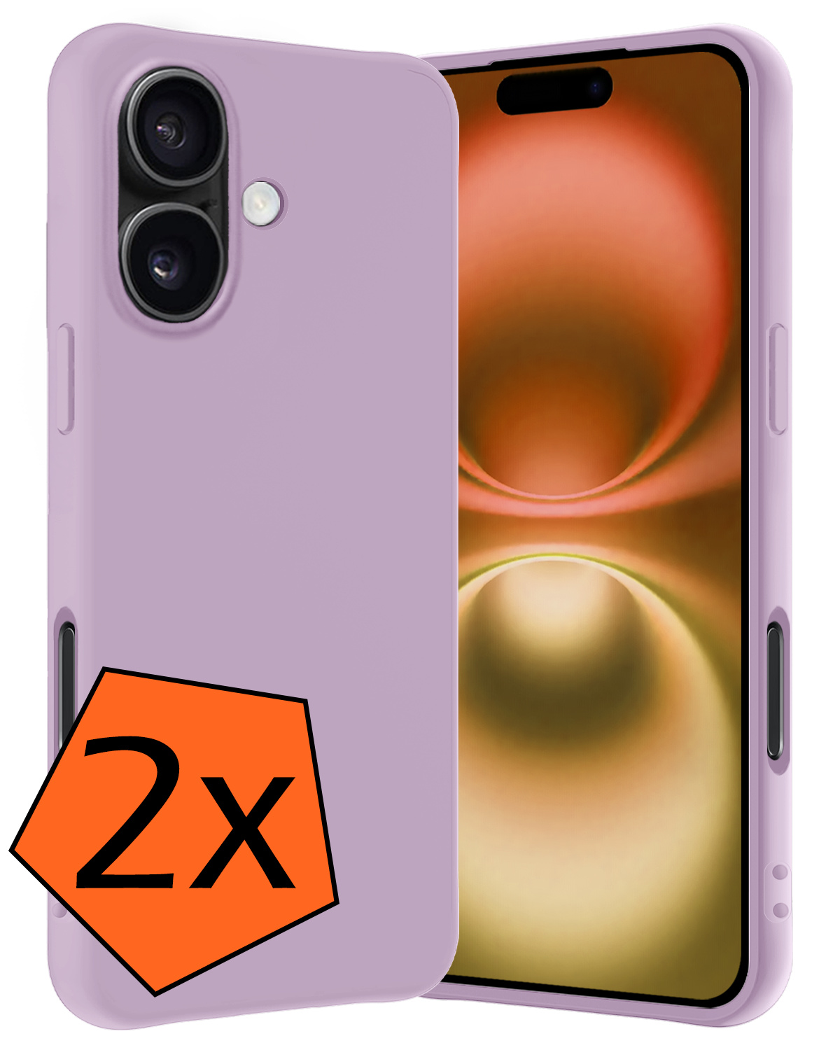 Nomfy Hoesje Geschikt voor iPhone 16 Plus Hoesje Siliconen Cover Case - Hoes Geschikt voor iPhone 16 Plus Hoes Back Case - 2-PACK - Lila