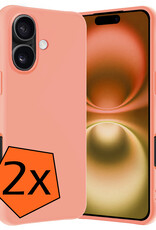 Nomfy Hoesje Geschikt voor iPhone 16 Plus Hoesje Siliconen Cover Case - Hoes Geschikt voor iPhone 16 Plus Hoes Back Case - 2-PACK - Perzik