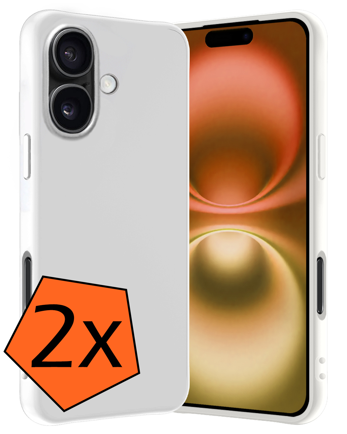 Nomfy Hoesje Geschikt voor iPhone 16 Plus Hoesje Siliconen Cover Case - Hoes Geschikt voor iPhone 16 Plus Hoes Back Case - 2-PACK - Wit