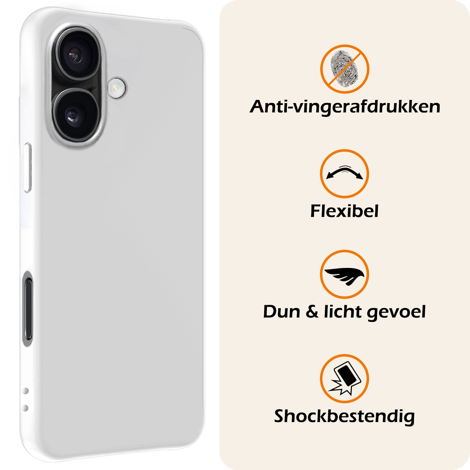 Nomfy Hoesje Geschikt voor iPhone 16 Plus Hoesje Siliconen Cover Case - Hoes Geschikt voor iPhone 16 Plus Hoes Back Case - 2-PACK - Wit