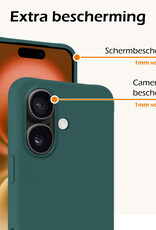Nomfy Hoesje Geschikt voor iPhone 16 Plus Hoesje Siliconen Cover Case Met Screenprotector - Hoes Geschikt voor iPhone 16 Plus Hoes Back Case - Donkergroen