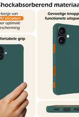 Nomfy Hoesje Geschikt voor iPhone 16 Plus Hoesje Siliconen Cover Case Met Screenprotector - Hoes Geschikt voor iPhone 16 Plus Hoes Back Case - Donkergroen
