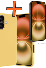 Nomfy Hoesje Geschikt voor iPhone 16 Plus Hoesje Siliconen Cover Case Met Screenprotector - Hoes Geschikt voor iPhone 16 Plus Hoes Back Case - Geel