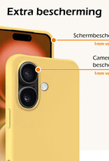 Nomfy Hoesje Geschikt voor iPhone 16 Plus Hoesje Siliconen Cover Case Met Screenprotector - Hoes Geschikt voor iPhone 16 Plus Hoes Back Case - Geel