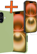Nomfy Hoesje Geschikt voor iPhone 16 Plus Hoesje Siliconen Cover Case Met Screenprotector - Hoes Geschikt voor iPhone 16 Plus Hoes Back Case - Groen