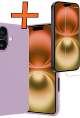 Nomfy Hoesje Geschikt voor iPhone 16 Plus Hoesje Siliconen Cover Case Met Screenprotector - Hoes Geschikt voor iPhone 16 Plus Hoes Back Case - Lila