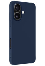 Nomfy Hoesje Geschikt voor iPhone 16 Plus Hoesje Siliconen Cover Case Met 2x Screenprotector - Hoes Geschikt voor iPhone 16 Plus Hoes Back Case - Donkerblauw