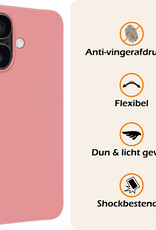Nomfy Hoesje Geschikt voor iPhone 16 Plus Hoesje Siliconen Cover Case Met 2x Screenprotector - Hoes Geschikt voor iPhone 16 Plus Hoes Back Case - Lichtroze