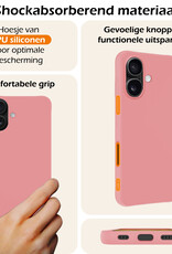 Nomfy Hoesje Geschikt voor iPhone 16 Plus Hoesje Siliconen Cover Case Met 2x Screenprotector - Hoes Geschikt voor iPhone 16 Plus Hoes Back Case - Lichtroze