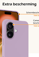Nomfy Hoesje Geschikt voor iPhone 16 Plus Hoesje Siliconen Cover Case Met 2x Screenprotector - Hoes Geschikt voor iPhone 16 Plus Hoes Back Case - Lila