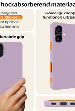 Nomfy Hoesje Geschikt voor iPhone 16 Plus Hoesje Siliconen Cover Case Met 2x Screenprotector - Hoes Geschikt voor iPhone 16 Plus Hoes Back Case - Lila
