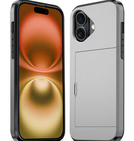 Nomfy Nomfy iPhone 16 Hoesje Pashouder Hard - Grijs