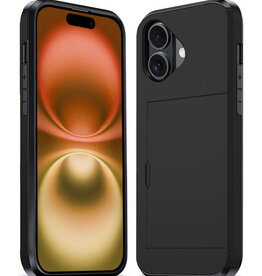 Nomfy Nomfy iPhone 16 Hoesje Pashouder Hard - Zwart