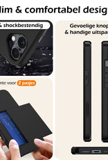 Nomfy Hoesje Geschikt voor iPhone 16 Hoesje Pasjeshouder Shockproof Hard Case Met Screenprotector - Hoesje Geschikt voor iPhone 16 Hoes Met Kaarthouder - Zwart