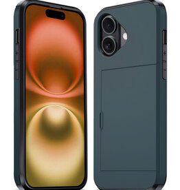 Nomfy Nomfy iPhone 16 Plus Hoesje Pashouder Hard - Donker Blauw