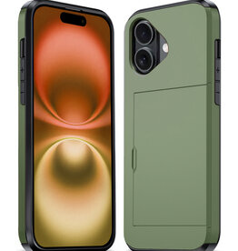 Nomfy Nomfy iPhone 16 Plus Hoesje Pashouder Hard - Donker Groen