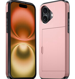 Nomfy Nomfy iPhone 16 Plus Hoesje Pashouder Hard - Rosé Goud