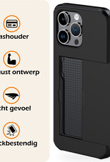 Nomfy Hoesje Geschikt voor iPhone 16 Pro Max Hoesje Pasjeshouder Shockproof Hard Case Met Screenprotector - Hoesje Geschikt voor iPhone 16 Pro Max Hoes Met Kaarthouder - Zwart