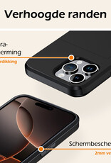 Nomfy Hoesje Geschikt voor iPhone 16 Pro Max Hoesje Pasjeshouder Shockproof Hard Case Met Screenprotector - Hoesje Geschikt voor iPhone 16 Pro Max Hoes Met Kaarthouder - Zwart