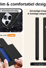 Nomfy Hoesje Geschikt voor iPhone 16 Pro Max Hoesje Pasjeshouder Shockproof Hard Case Met Screenprotector - Hoesje Geschikt voor iPhone 16 Pro Max Hoes Met Kaarthouder - Zwart