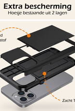 Nomfy Hoesje Geschikt voor iPhone 16 Pro Max Hoesje Pasjeshouder Shockproof Hard Case Met Screenprotector - Hoesje Geschikt voor iPhone 16 Pro Max Hoes Met Kaarthouder - Zwart