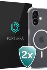Forterra Hoesje Geschikt voor iPhone 16 MagSafe Shock Proof Case Back Cover - Hoes Geschikt voor iPhone 16 Met MagSafe Shockproof Telefoonhoesje - Transparant - 2 PACK