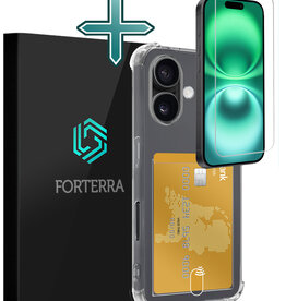 Forterra Forterra iPhone 16 Hoesje Pashouder Met Screenprotector