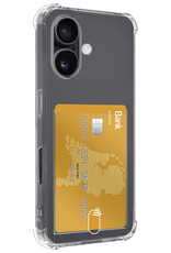 Forterra Hoesje Geschikt voor iPhone 16 Pashouder Case Siliconen Hoes Met 2x Screenprotector - Hoes Geschikt voor iPhone 16 Hoesje Back Cover Met Pasjeshouder - Transparant