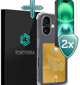 Forterra Forterra iPhone 16 Plus Hoesje Pashouder Met 2x Screenprotector