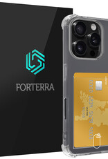 Forterra Hoesje Geschikt voor iPhone 16 Pro Pashouder Case Siliconen Hoes - Hoes Geschikt voor iPhone 16 Pro Hoesje Back Cover Met Pasjeshouder - Transparant