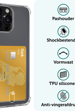 Forterra Hoesje Geschikt voor iPhone 16 Pro Pashouder Case Siliconen Hoes Met 2x Screenprotector - Hoes Geschikt voor iPhone 16 Pro Hoesje Back Cover Met Pasjeshouder - Transparant