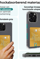 Forterra Hoesje Geschikt voor iPhone 16 Pro Pashouder Case Siliconen Hoes Met 2x Screenprotector - Hoes Geschikt voor iPhone 16 Pro Hoesje Back Cover Met Pasjeshouder - Transparant