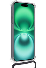 Forterra Hoesje Geschikt voor iPhone 16 Plus Pashouder Case Siliconen Hoes Met Koord - Hoes Geschikt voor iPhone 16 Plus Met Telefoonkoord Hoesje Back Cover Met Pasjeshouder - Transparant