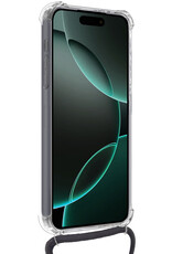 Forterra Hoesje Geschikt voor iPhone 16 Pro Pashouder Case Siliconen Hoes Met Koord Met 2x Screenprotector - Hoes Geschikt voor iPhone 16 Pro Met Telefoonkoord Hoesje Back Cover Met Pasjeshouder - Transparant - 2 PACK