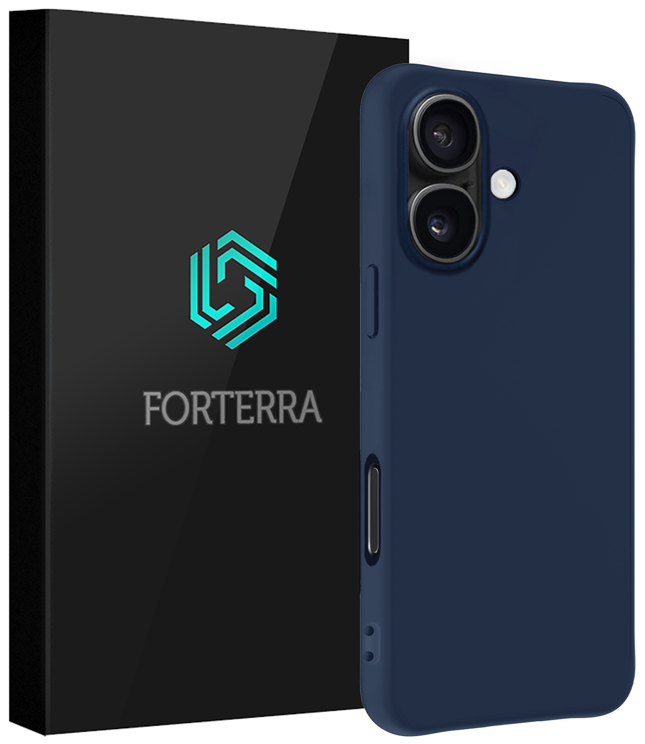 Forterra Hoesje Geschikt voor iPhone 16 Case Siliconen Hoes - Hoes Geschikt voor iPhone 16 Hoesje Back Cover - Donkerblauw