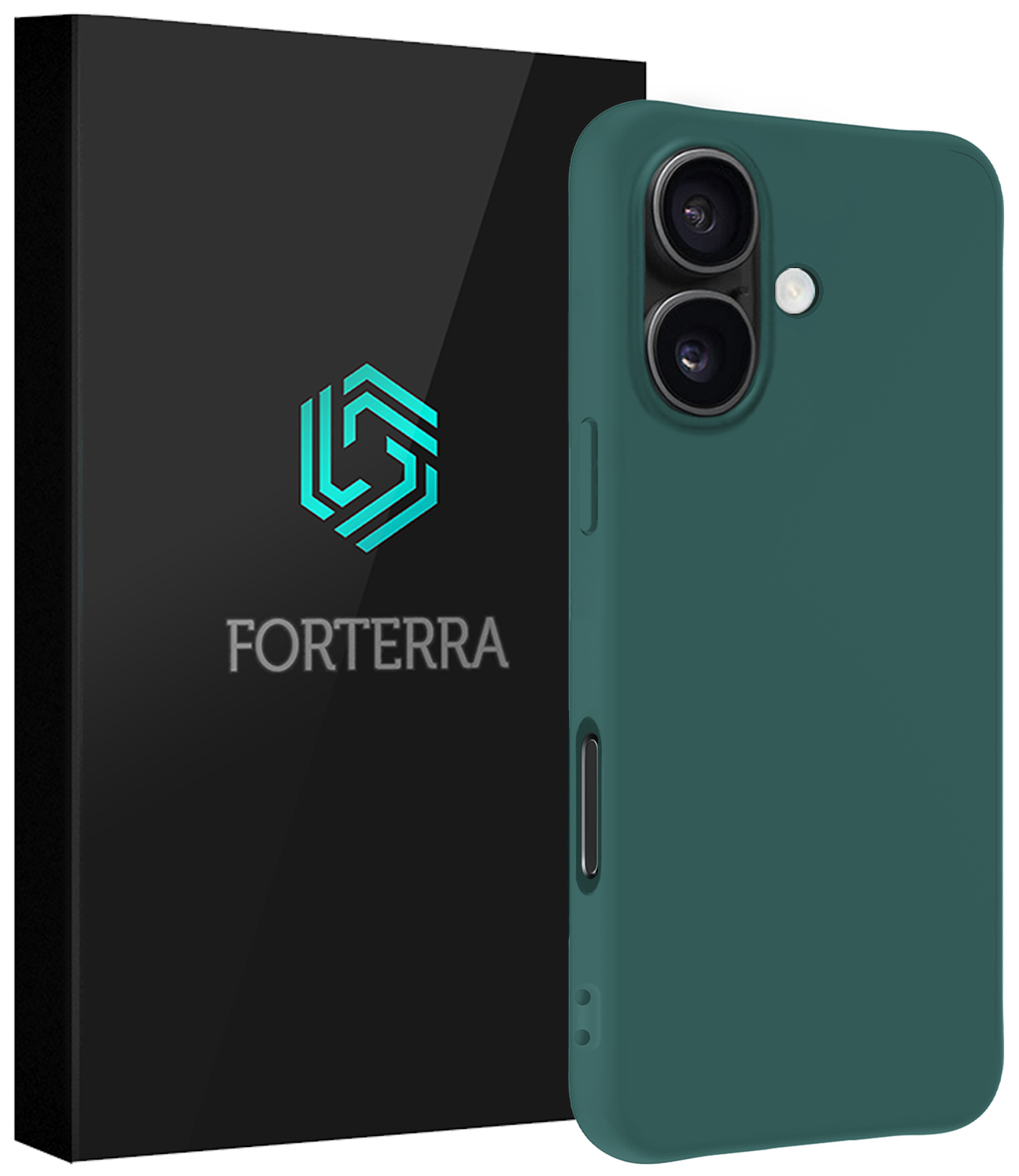 Forterra Hoesje Geschikt voor iPhone 16 Case Siliconen Hoes - Hoes Geschikt voor iPhone 16 Hoesje Back Cover - Donkergroen