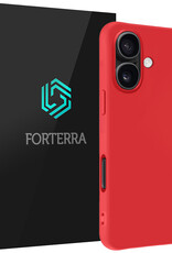 Forterra Hoesje Geschikt voor iPhone 16 Case Siliconen Hoes - Hoes Geschikt voor iPhone 16 Hoesje Back Cover - Rood
