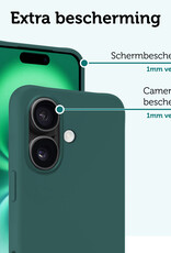 Forterra Hoesje Geschikt voor iPhone 16 Case Siliconen Hoes - Hoes Geschikt voor iPhone 16 Hoesje Back Cover - Donkergroen - 2 PACK