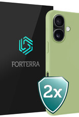 Forterra Hoesje Geschikt voor iPhone 16 Case Siliconen Hoes - Hoes Geschikt voor iPhone 16 Hoesje Back Cover - Groen - 2 PACK