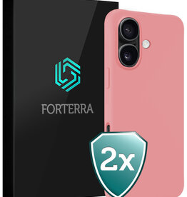 Forterra Forterra iPhone 16 Hoesje Siliconen - Lichtroze - 2 PACK