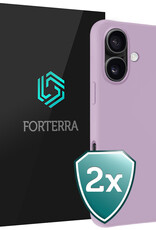 Forterra Hoesje Geschikt voor iPhone 16 Case Siliconen Hoes - Hoes Geschikt voor iPhone 16 Hoesje Back Cover - Lila - 2 PACK