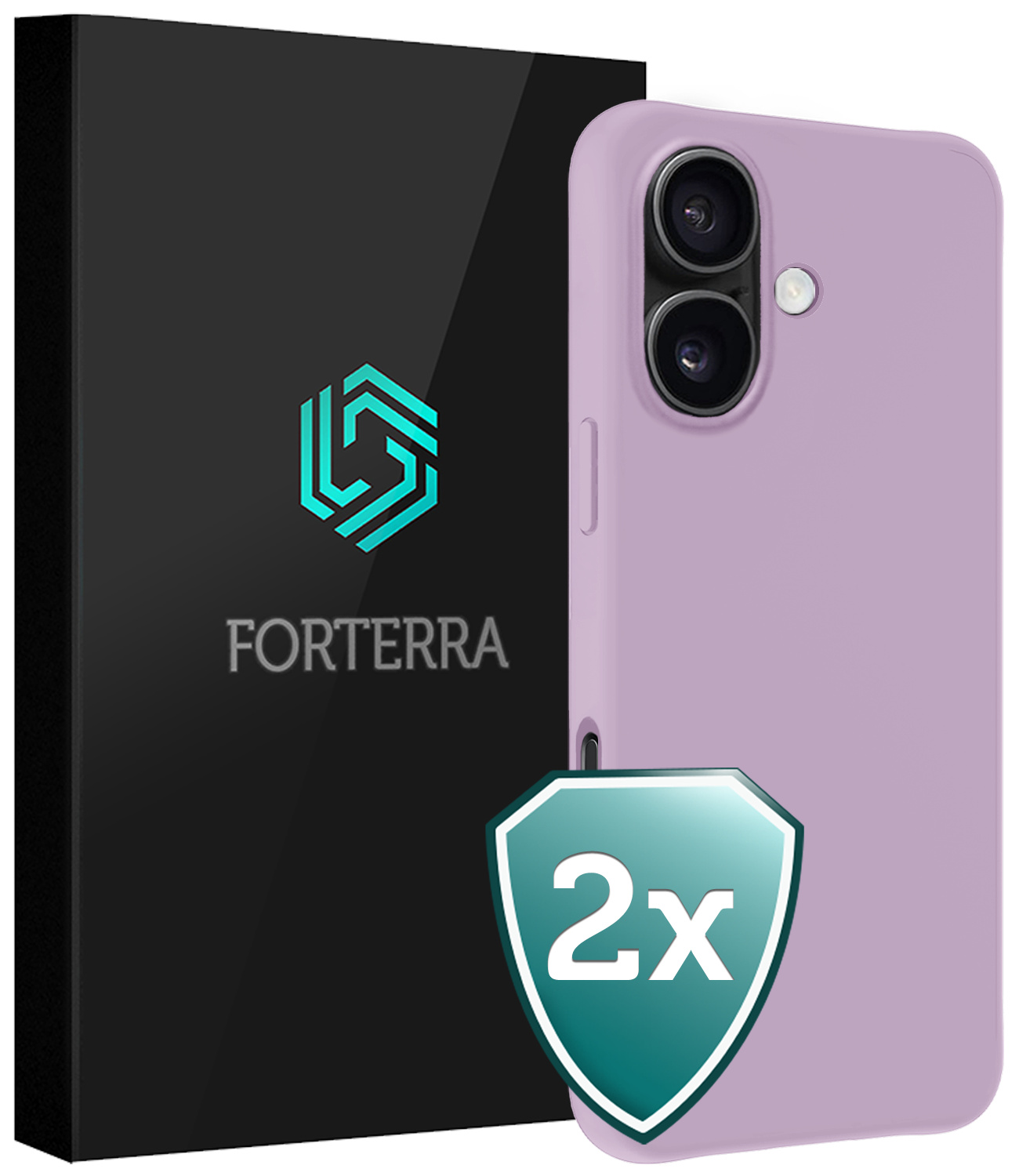 Forterra Hoesje Geschikt voor iPhone 16 Case Siliconen Hoes - Hoes Geschikt voor iPhone 16 Hoesje Back Cover - Lila - 2 PACK