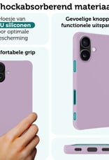 Forterra Hoesje Geschikt voor iPhone 16 Case Siliconen Hoes - Hoes Geschikt voor iPhone 16 Hoesje Back Cover - Lila - 2 PACK