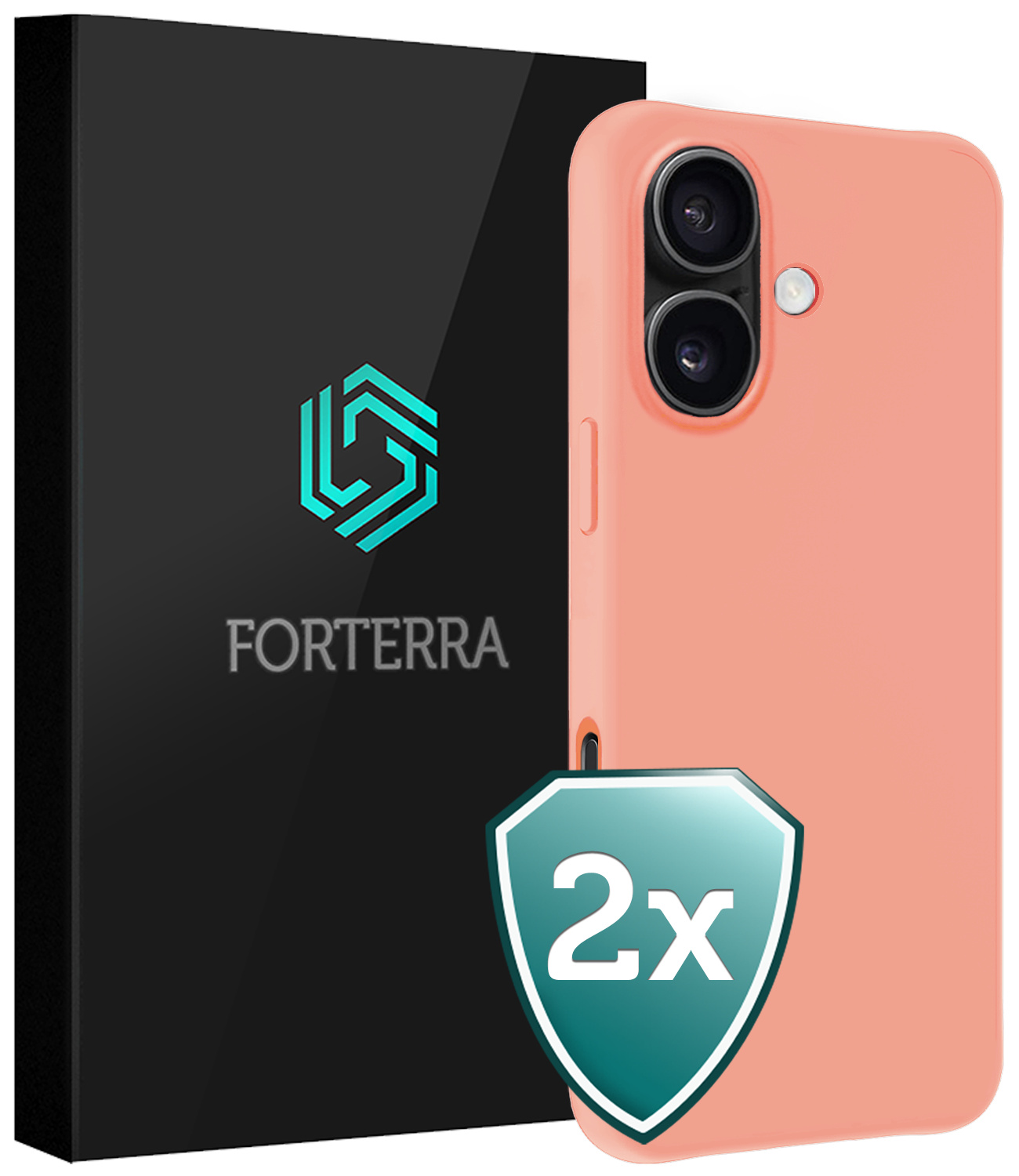 Forterra Hoesje Geschikt voor iPhone 16 Case Siliconen Hoes - Hoes Geschikt voor iPhone 16 Hoesje Back Cover - Perzik - 2 PACK