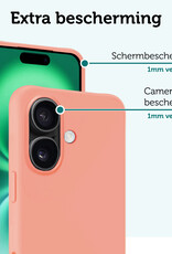 Forterra Hoesje Geschikt voor iPhone 16 Case Siliconen Hoes - Hoes Geschikt voor iPhone 16 Hoesje Back Cover - Perzik - 2 PACK