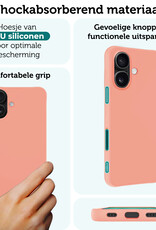 Forterra Hoesje Geschikt voor iPhone 16 Case Siliconen Hoes - Hoes Geschikt voor iPhone 16 Hoesje Back Cover - Perzik - 2 PACK